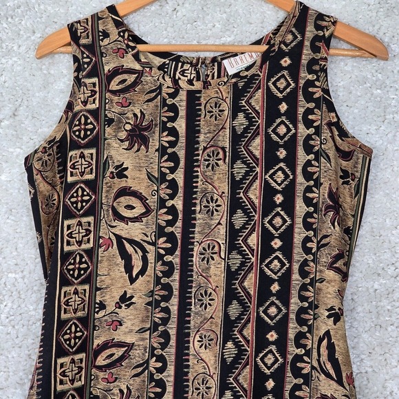 Braemar Jeremy Scott Women Maxi Dress Size 8 Tie Back Aztec Print Summer Vintage - Picture 2 of 15